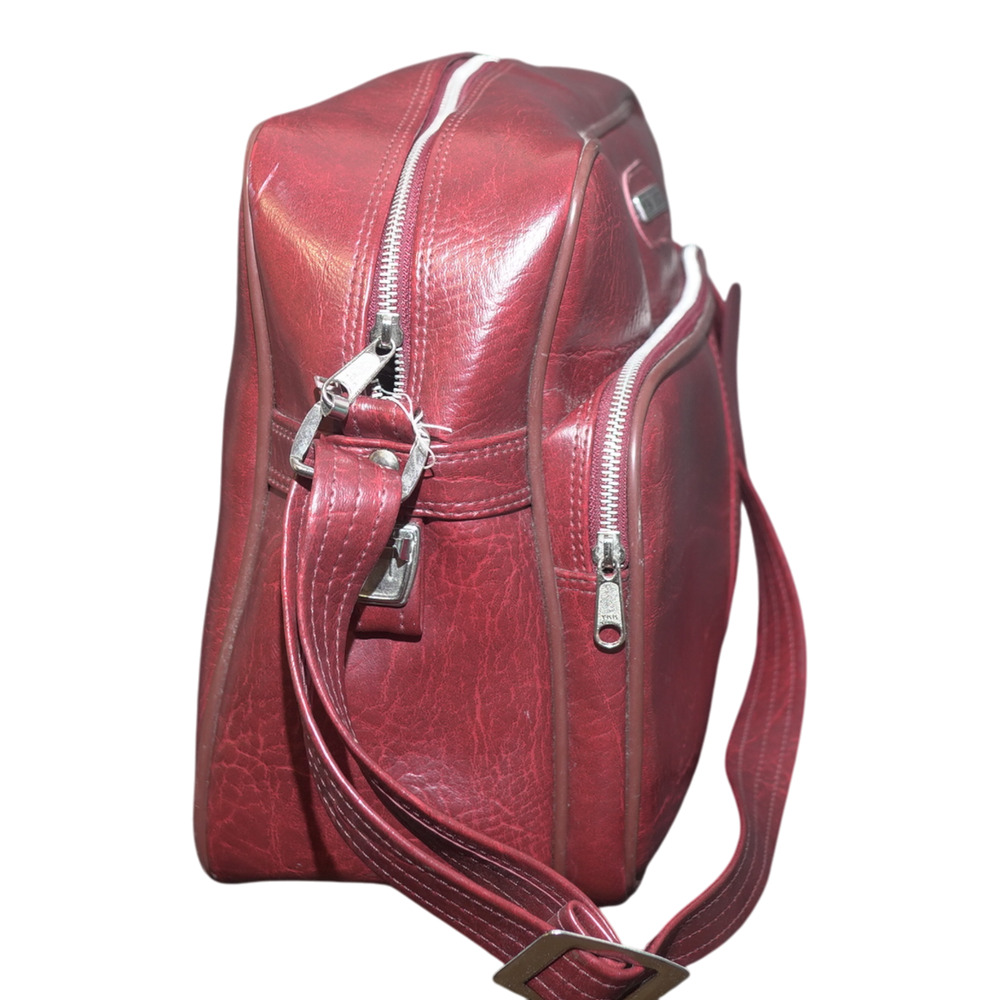 Vintage New Vista Travel Bag Luggage Carry On Shoulder Bag Buregundy 15" GUC - Picture 5 of 16